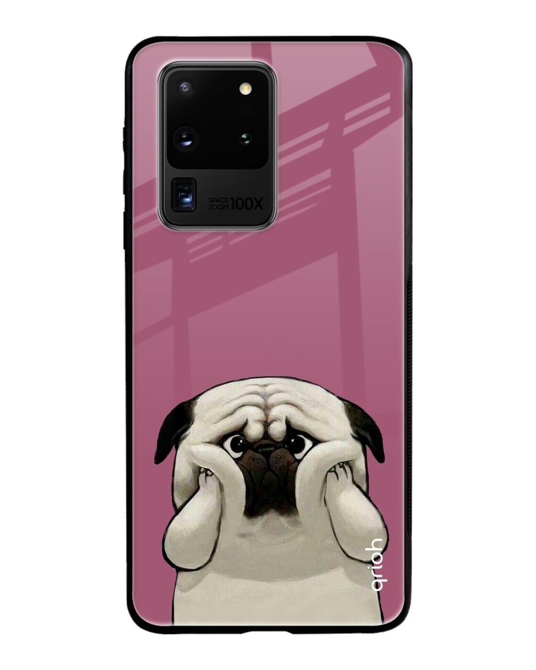 Shop Funny Pug Face Printed Premium Glass Cover For Samsung Galaxy S20 Ultra(Impact Resistant-Front