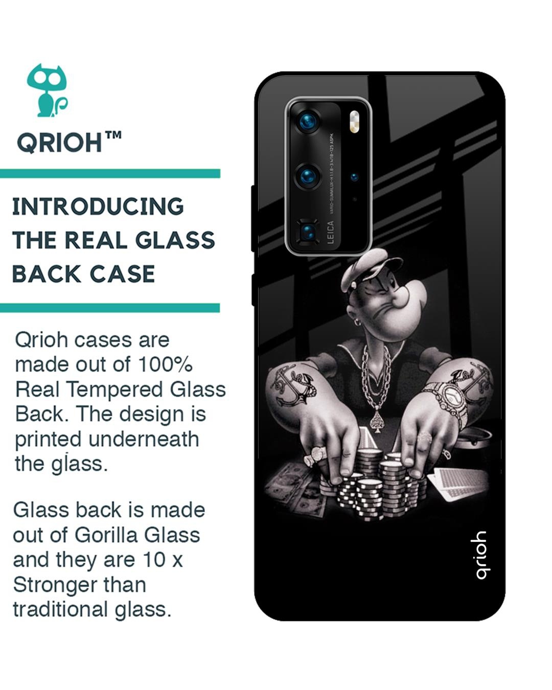Shop Gambling Problem Printed Premium Glass Cover For Huawei P40 Pro (Impact Resistant, Matte Finish)-Back
