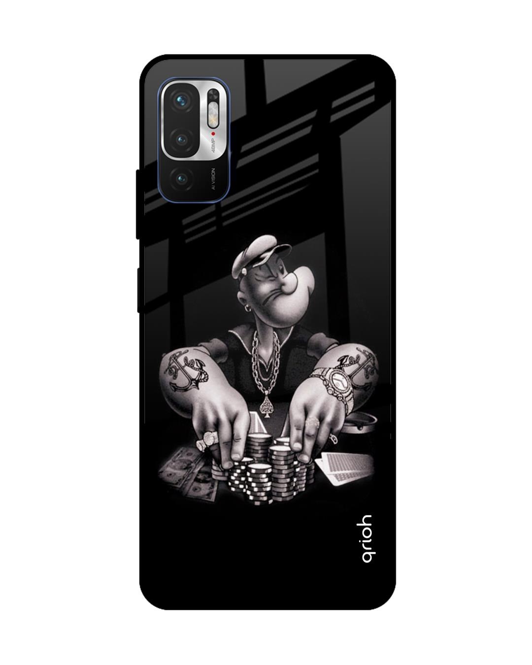 Shop Gambling Problem Printed Premium Glass Cover For Redmi Note 10T 5G (Impact Resistant, Matte Finish)-Front