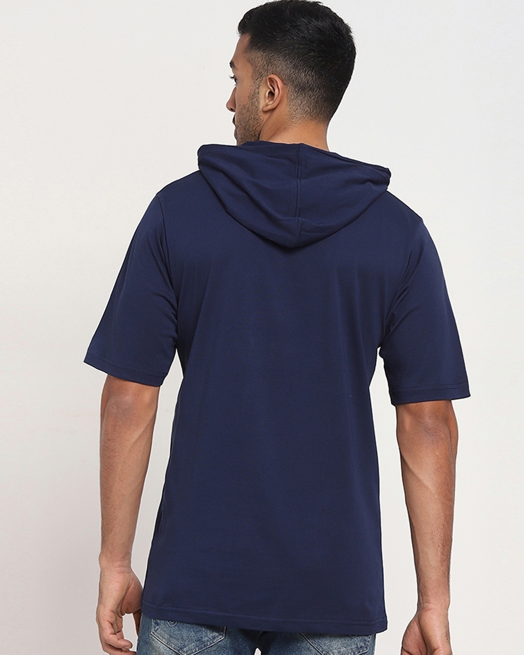 Shop Men's Blue Gamer Revolution Typography Hoodie T-shirt-Back