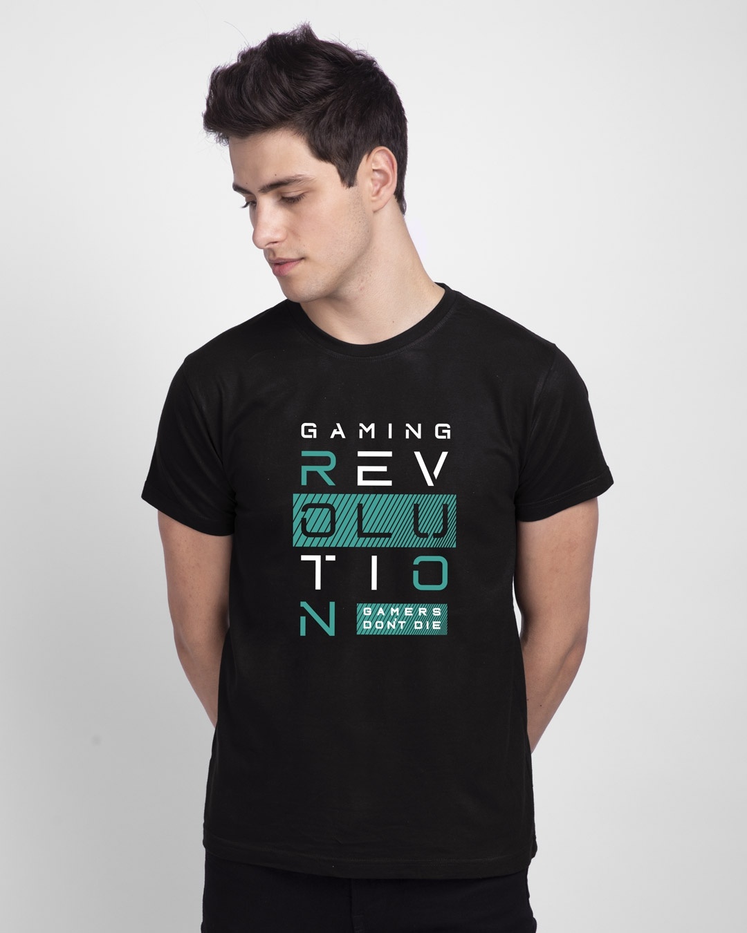 Shop Gaming Revolution Half Sleeve T-Shirt Black-Back