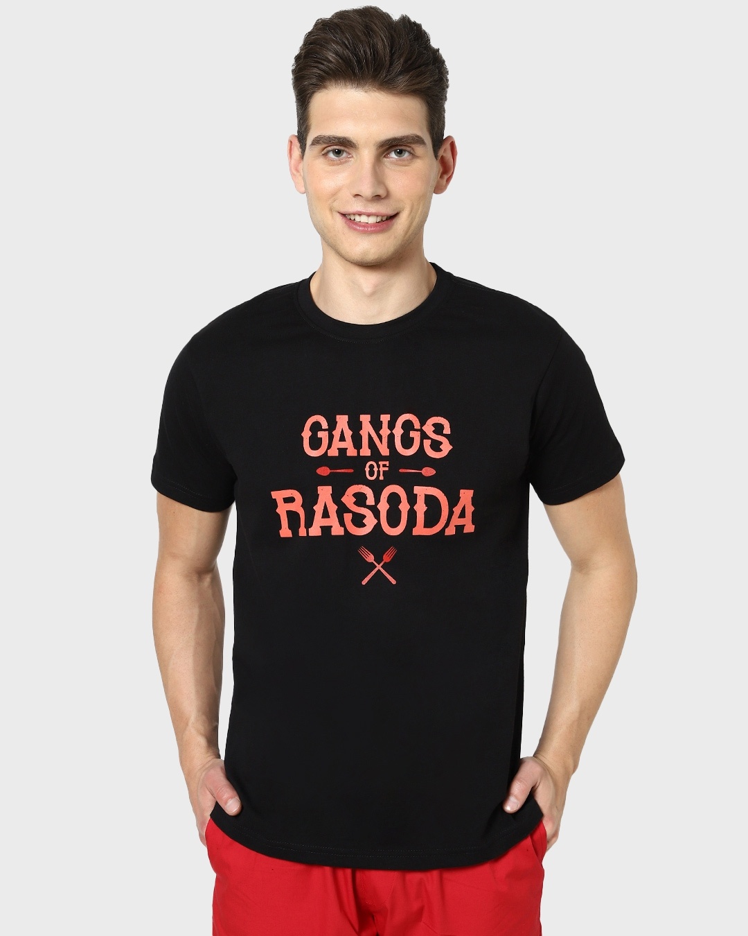 Shop Gangs Of Rasoda Half Sleeve T-Shirt Black-Front