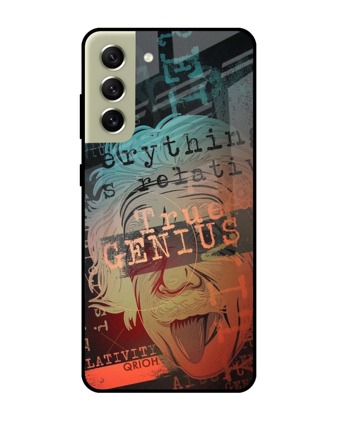 Shop Genius Typography Premium Glass Cover For  S21 FE 5G(Impact Resistant, Matte Finish)-Back