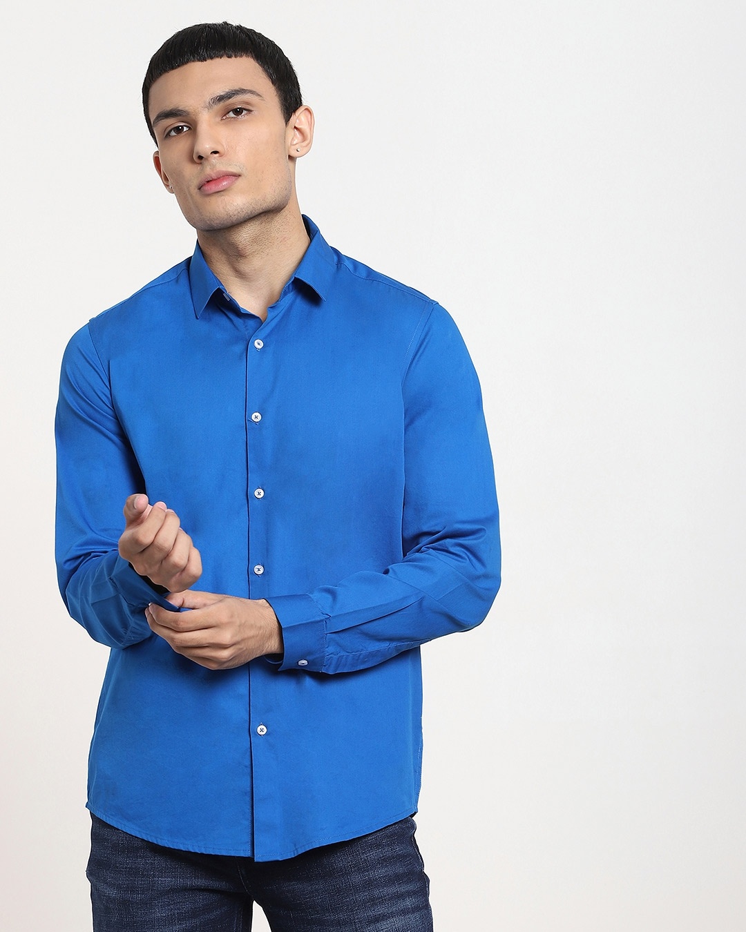 Buy Gibraltar Sea Solid Full Sleeve Shirt for Men blue Online at Bewakoof