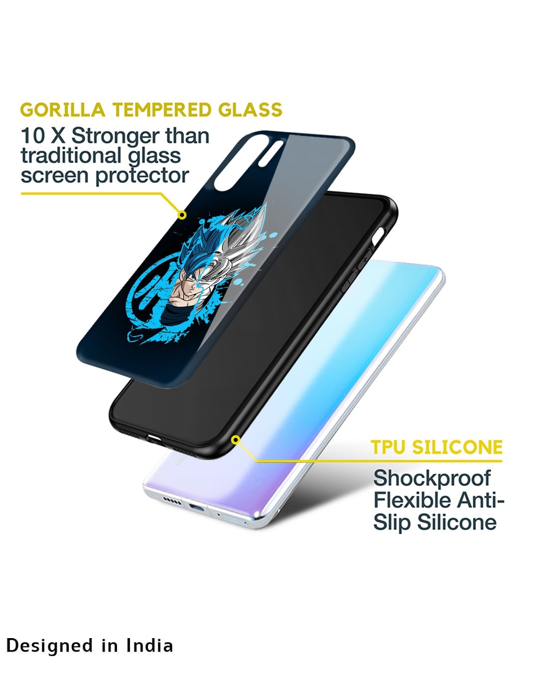 Shop Goku Brush Art Premium Glass Case for Apple iPhone 14 (Shock Proof,Scratch Resistant)-Design
