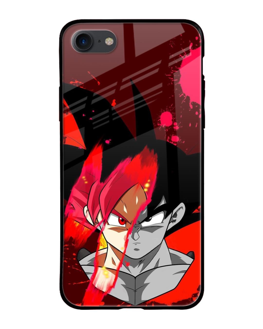 Shop Goku Red Splash Premium Glass Case for Apple iPhone SE 2020 (Shock Proof,Scratch Resistant)-Front