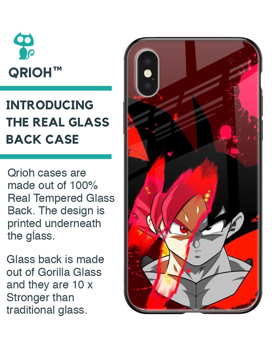 Shop Goku Red Splash Premium Glass Case for Apple iPhone X (Shock Proof,Scratch Resistant)-Back
