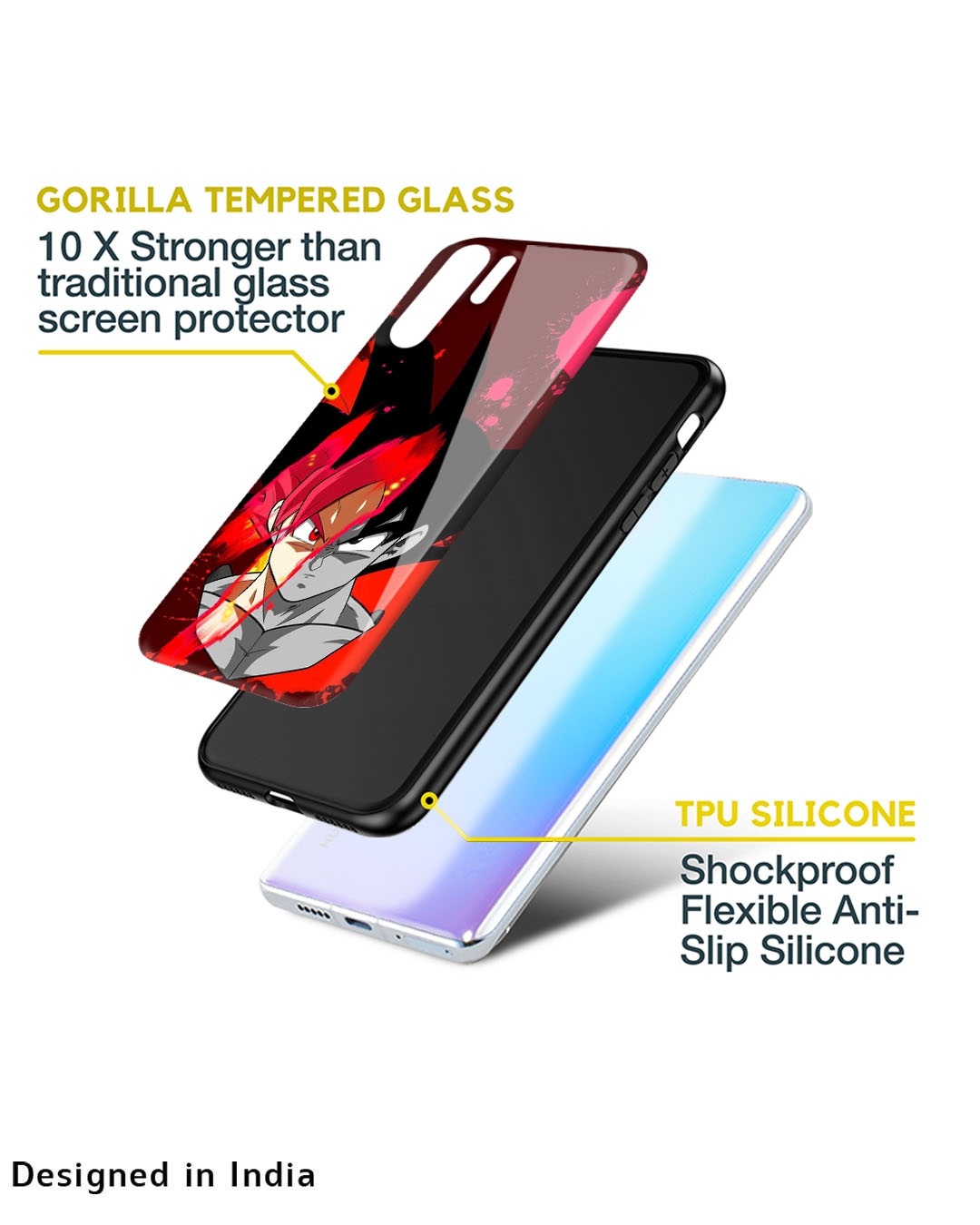 Shop Goku Red Splash Premium Glass Case for Apple iPhone XS (Shock Proof,Scratch Resistant)-Design