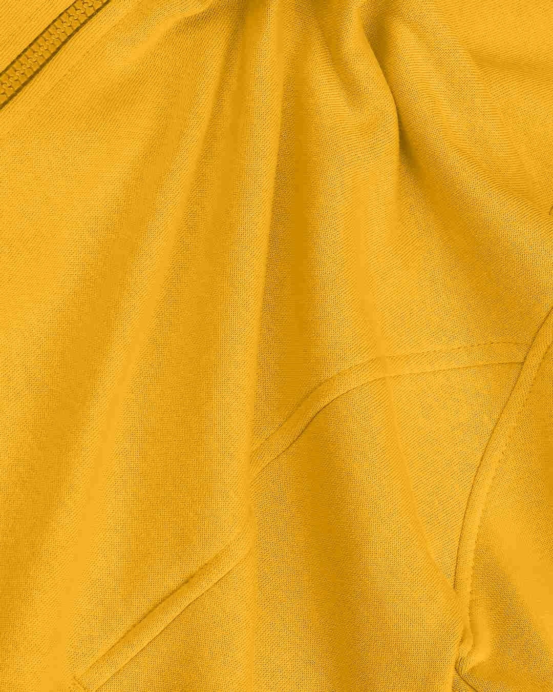 Shop Golden Yellow Stylised Panel Zipper Hoodie