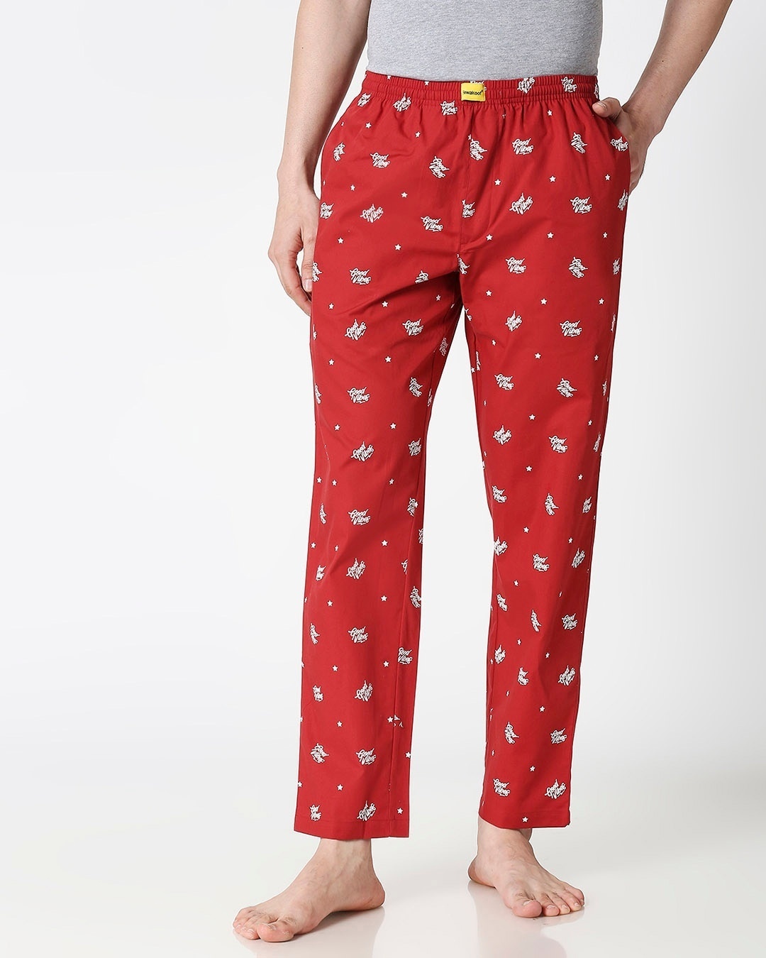Shop Good Vibes Pattern All Over Printed Pyjama-Back