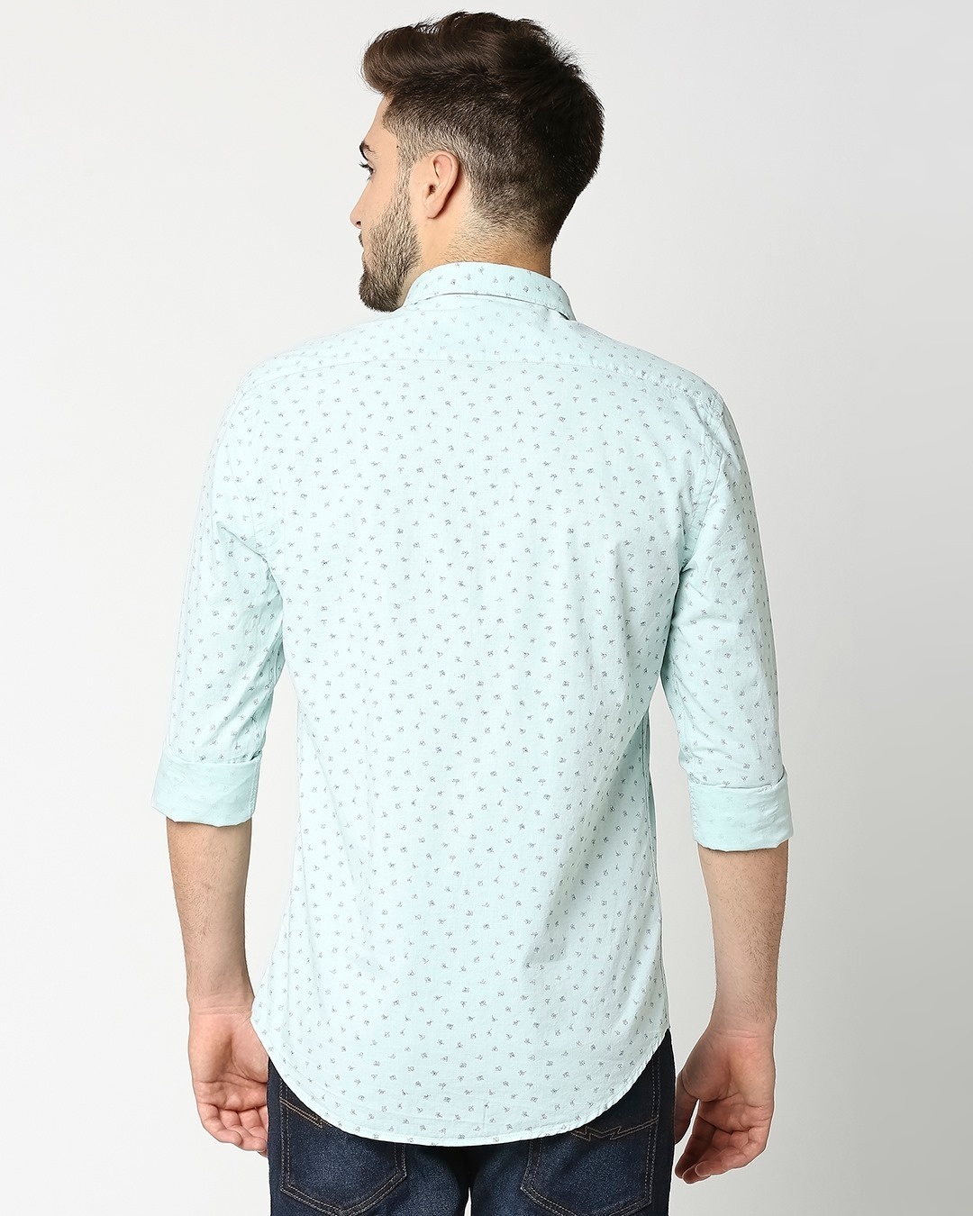 Shop Green Cotton Melange Shirt-Full