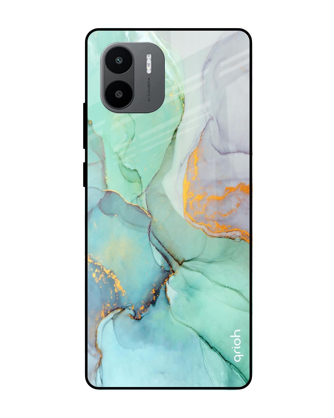 Shop Green Marble Premium Glass Case for Redmi A1+ (Shock Proof, Scratch Resistant)-Front