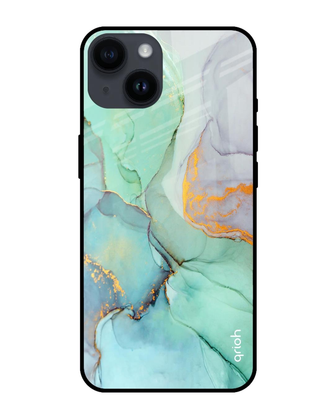 Buy Green Marble Printed Premium Glass Cover for Apple iPhone 14