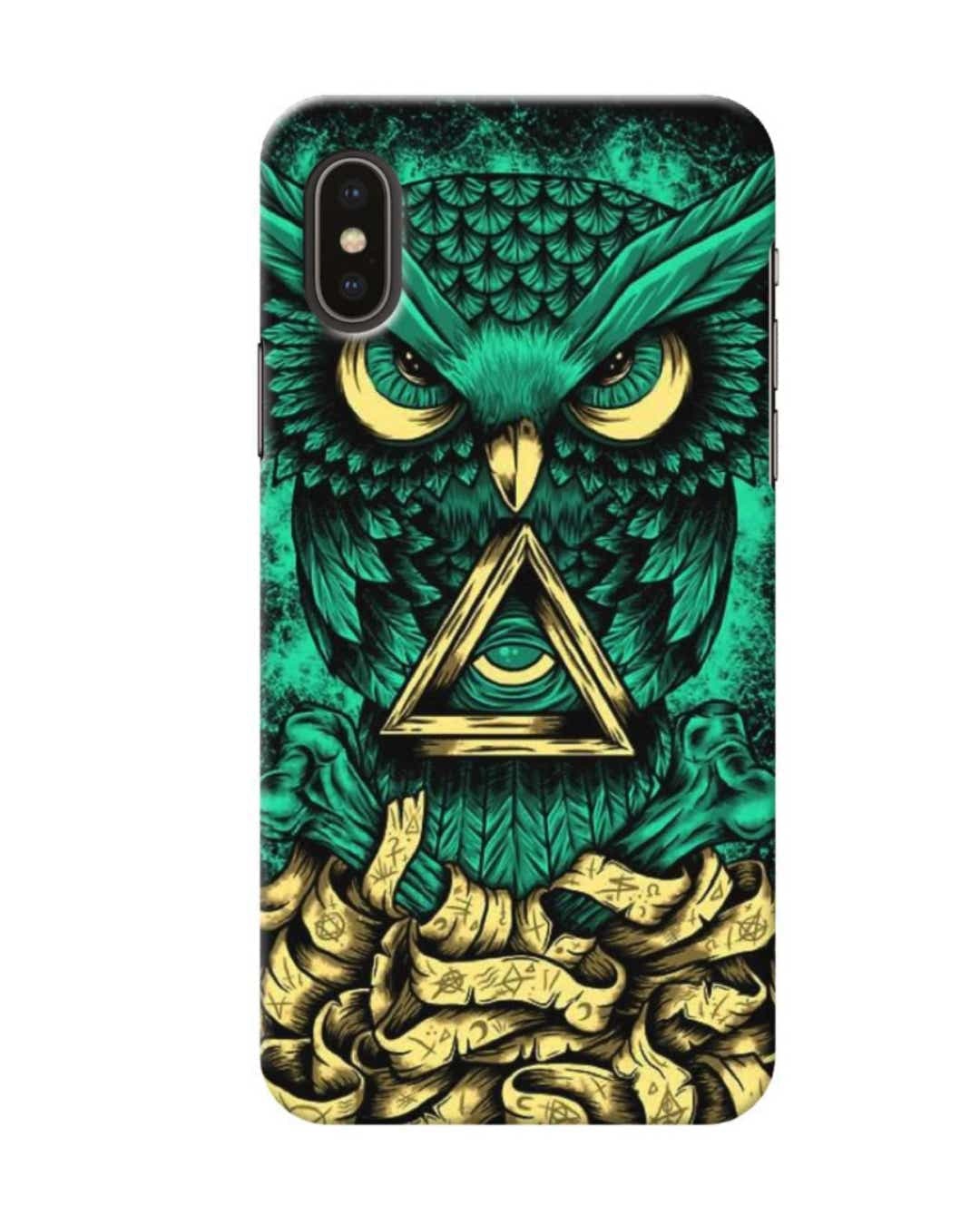 Shop Green Owl Printed Designer Hard Cover For iPhone X (Impact Resistant, Matte Finish)-Front