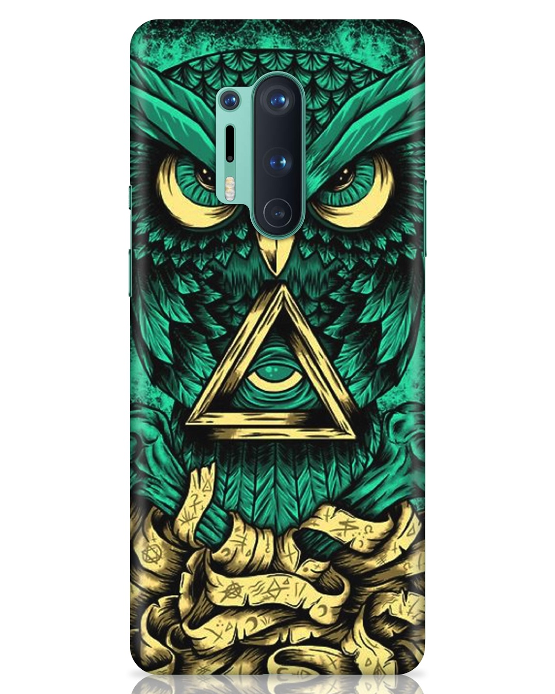 Shop Green Owl Printed Designer Hard Cover For OnePlus 8 Pro (Impact Resistant, Matte Finish)-Front