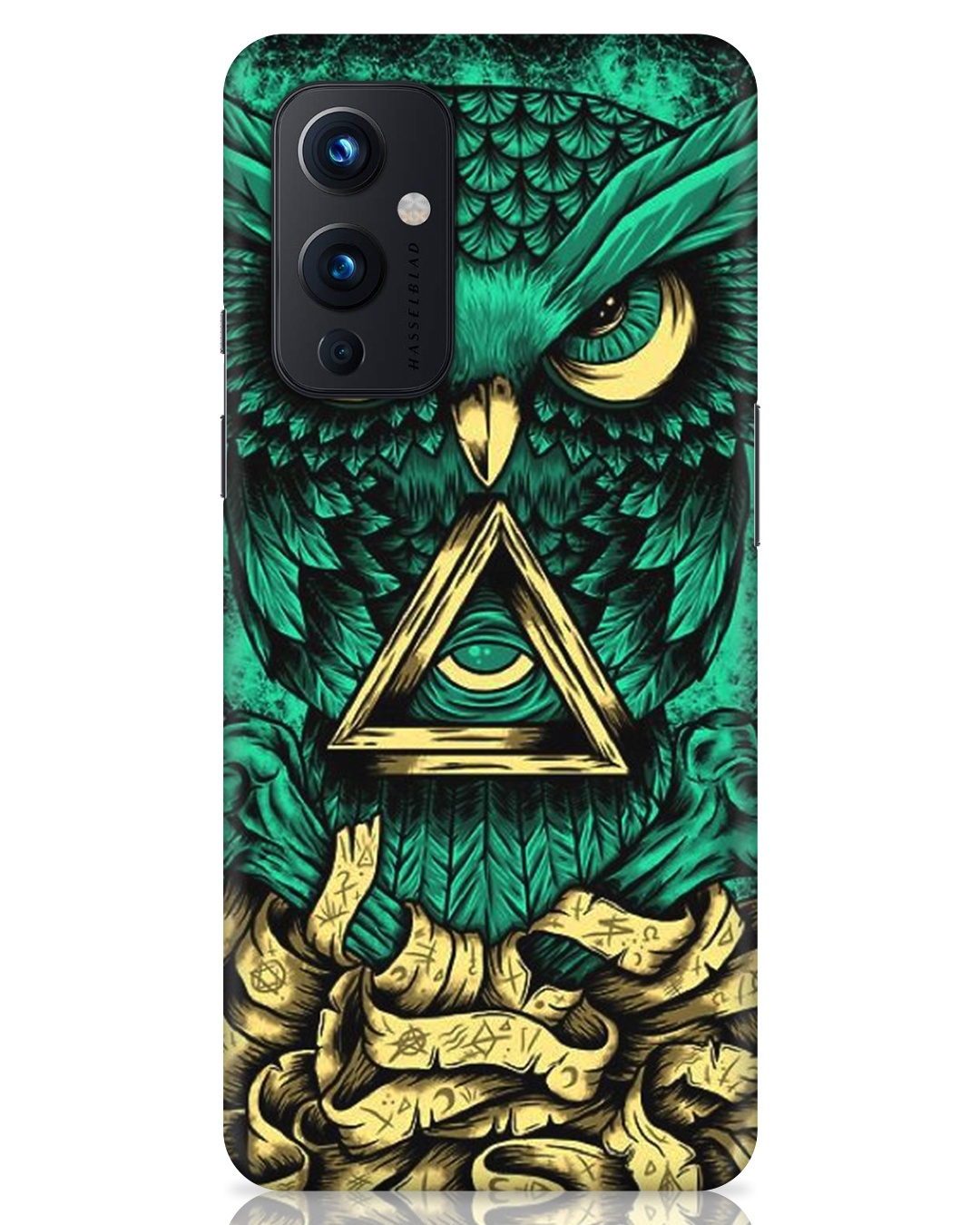 Shop Green Owl Printed Designer Hard Cover For OnePlus 9 (Impact Resistant, Matte Finish)-Front
