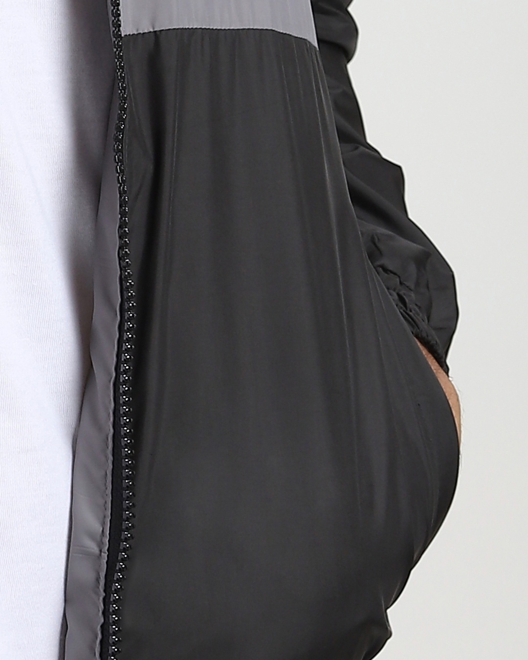 Men's Grey Colour blocked Windcheater Bomber Jacket