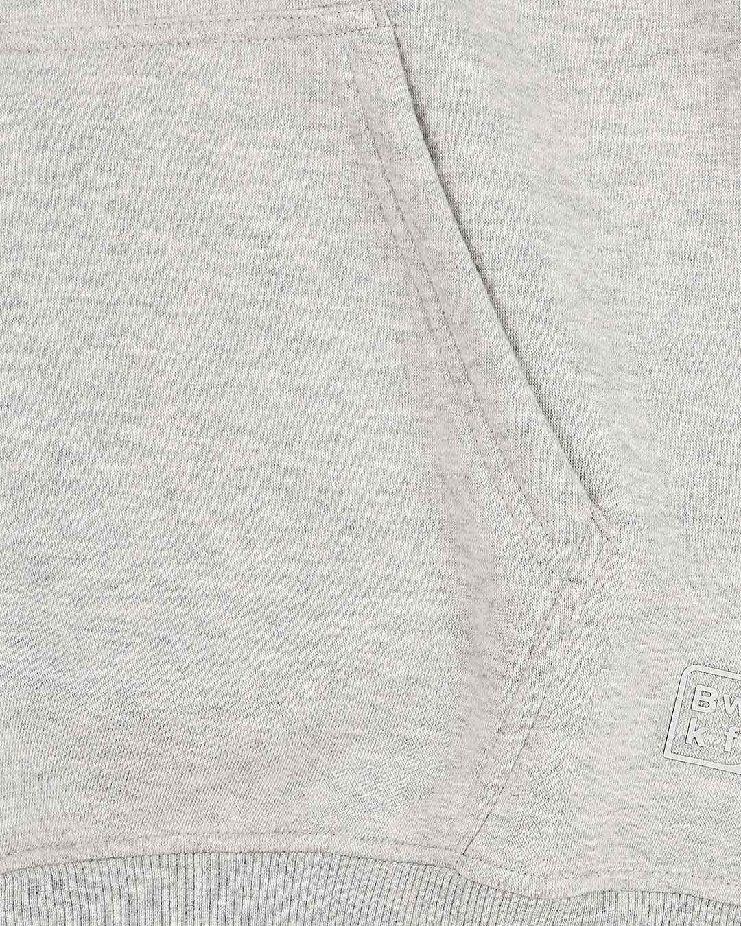 Shop Grey Melange Chest Panel Hoodie Sweatshirt
