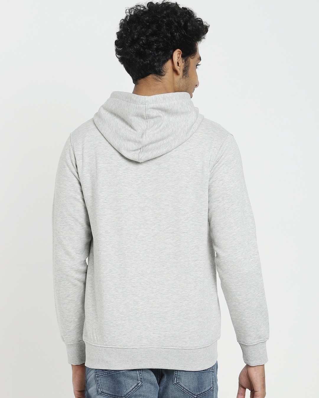 Shop Grey Melange Fleece Zipper Hoodie Sweatshirt-Design