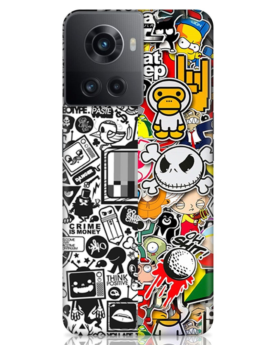 Shop GTA Multi Abstract Printed Designer Hard Cover For OnePlus 10R (Impact Resistant, Matte Finish)-Front