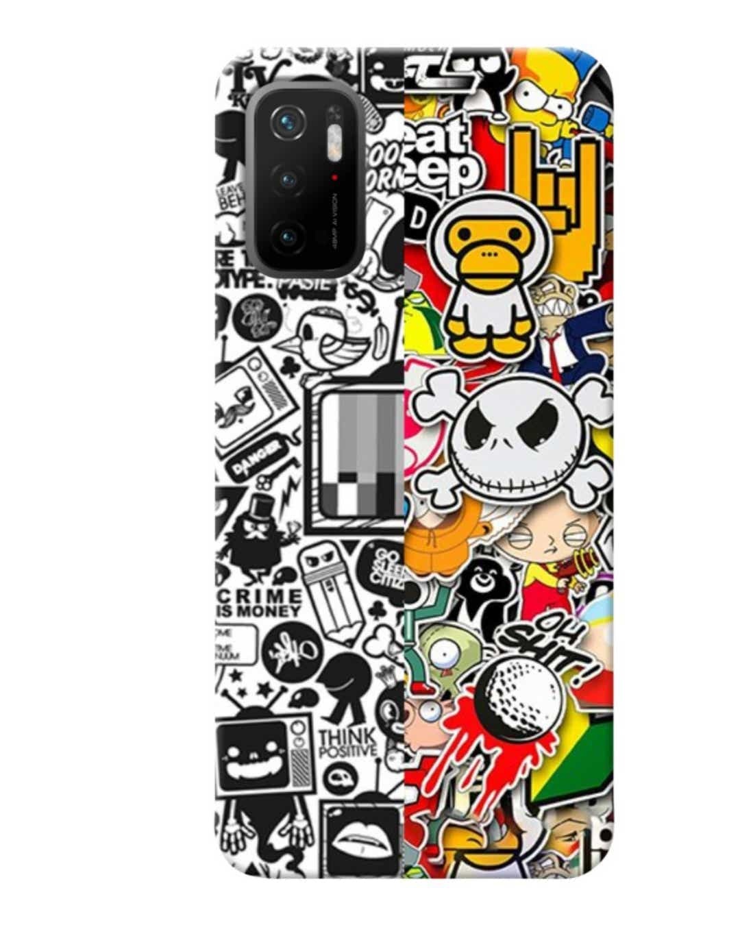 Shop GTA Multi Abstract Printed Designer Hard Cover For Poco M3 Pro (Impact Resistant, Matte Finish)-Front