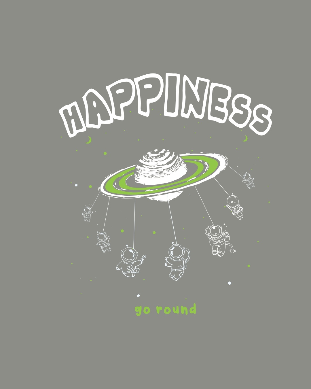 Shop Women's Grey Happiness Go Round 2.0 Graphic Printed T-shirt-Full