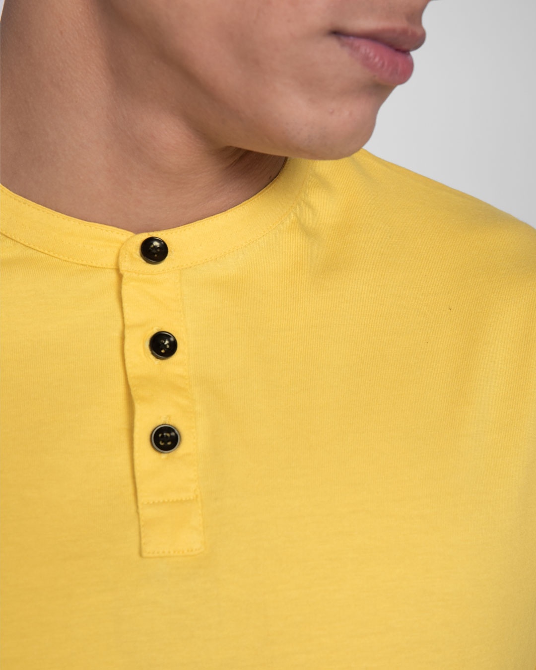 Shop Happy Yellow Full Sleeve Henley T-Shirt