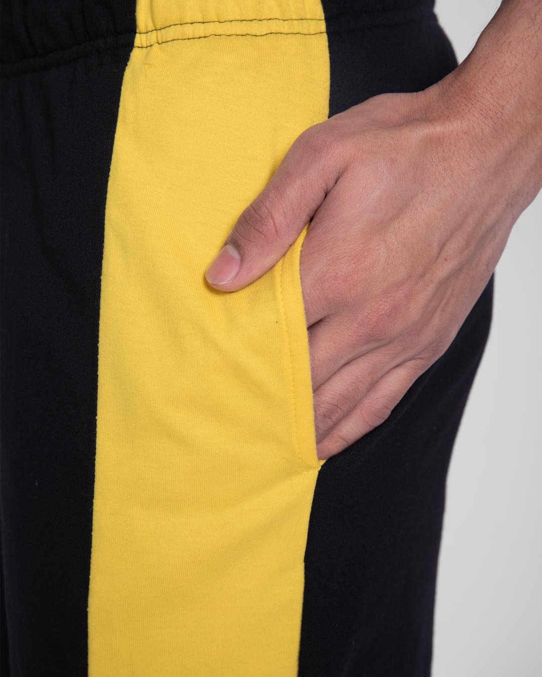 Shop Happy Yellow Pocket Panel Casual Jogger Pants