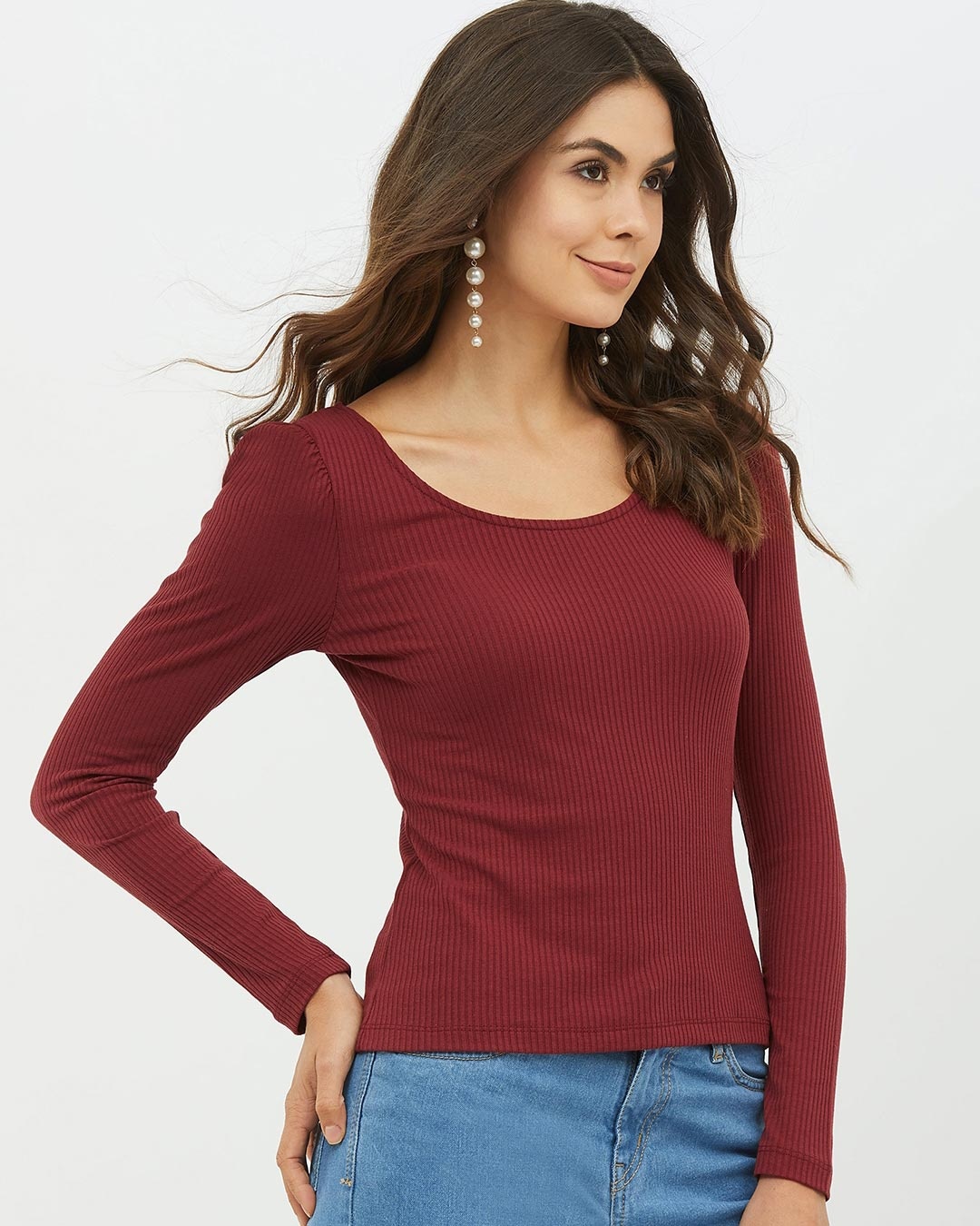 Shop Women Round Neck Full Sleeve Solid Top-Design