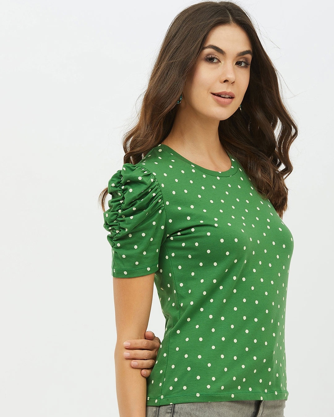 Shop Women Round Neck Short Sleeves Printed T Shirt-Design