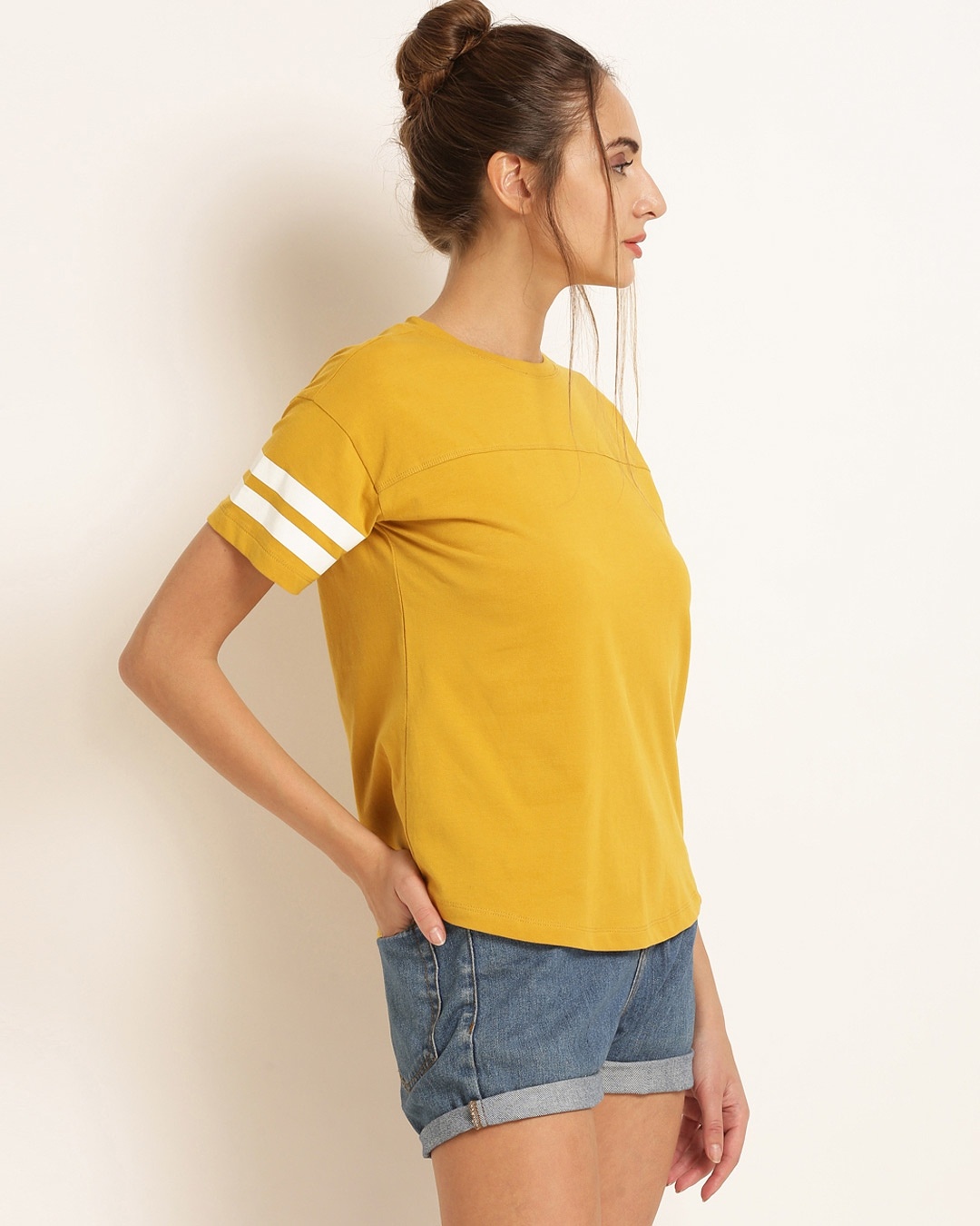 Shop Women Round Neck Short Sleeves Solid Top-Design
