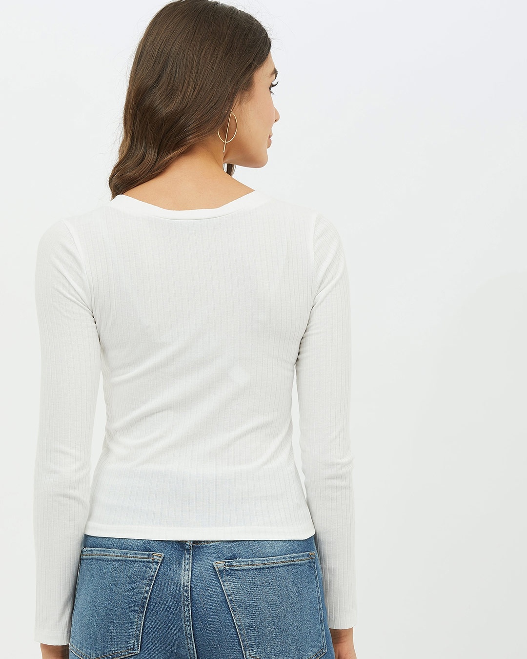 Shop Women V Neck Full Sleeve Solid Top-Back
