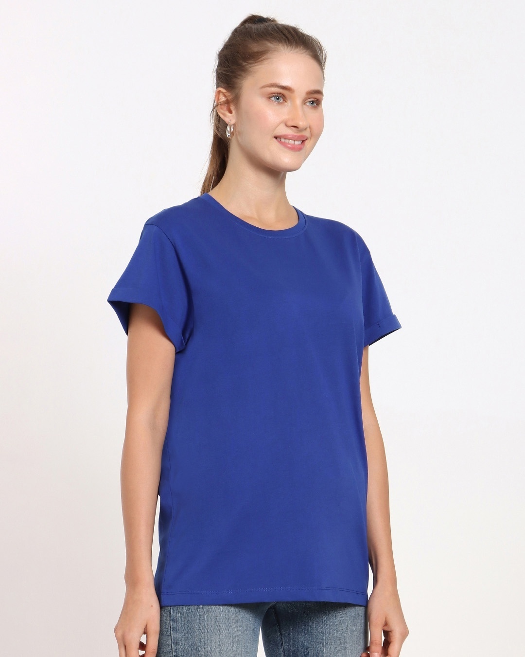 Shop Hashtag Blue Boyfriend T-Shirt-Back