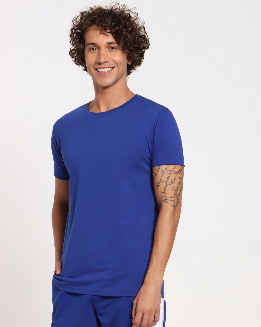Shop Hashtag Blue Half Sleeve T-Shirt-Design