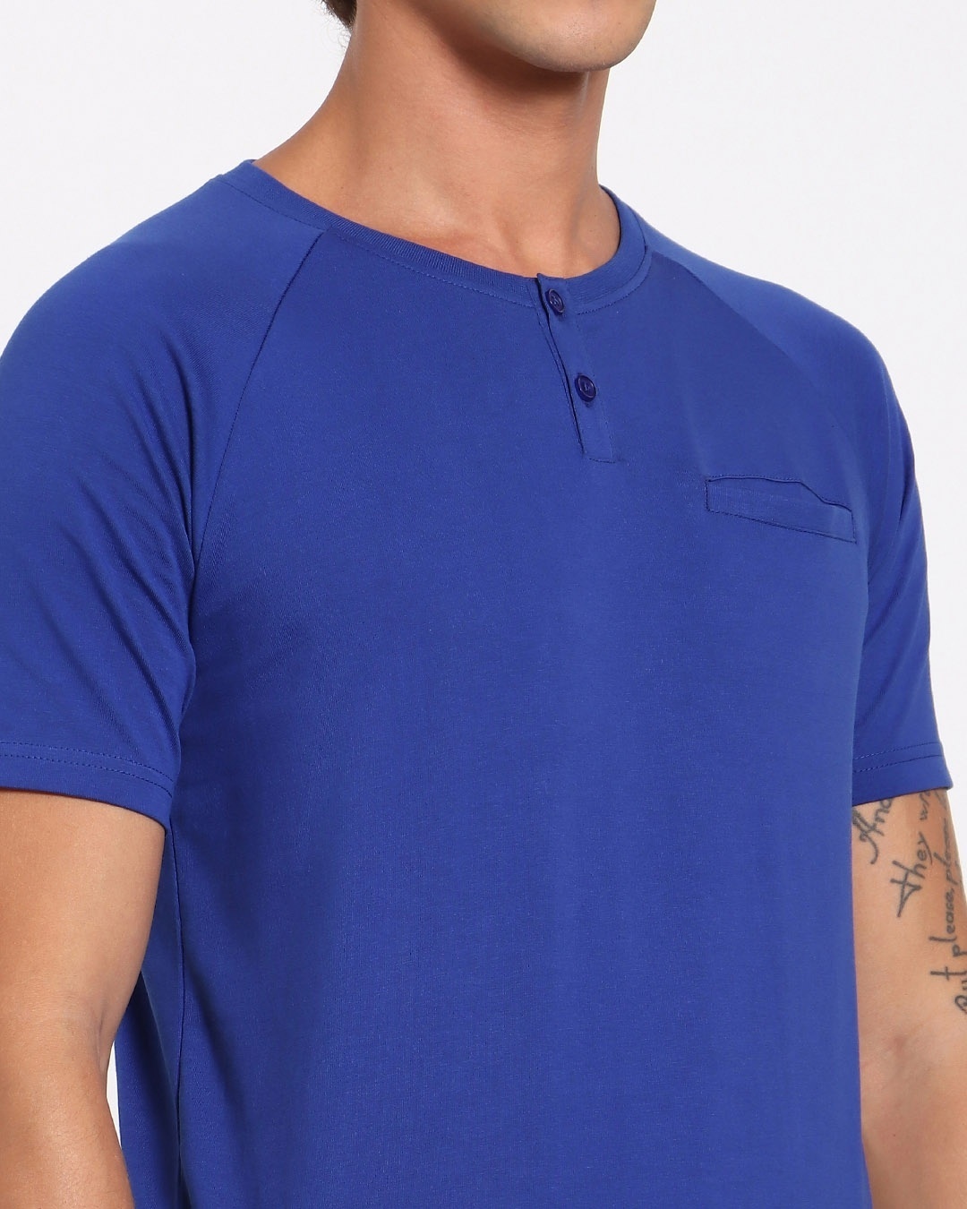 Shop Hashtag Blue Henley T-Shirt