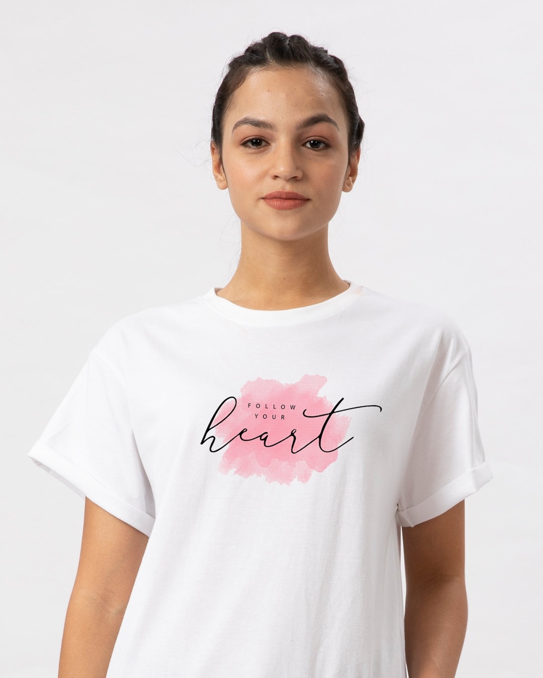 Shop Heart Watercolor Boyfriend T-Shirt-Front