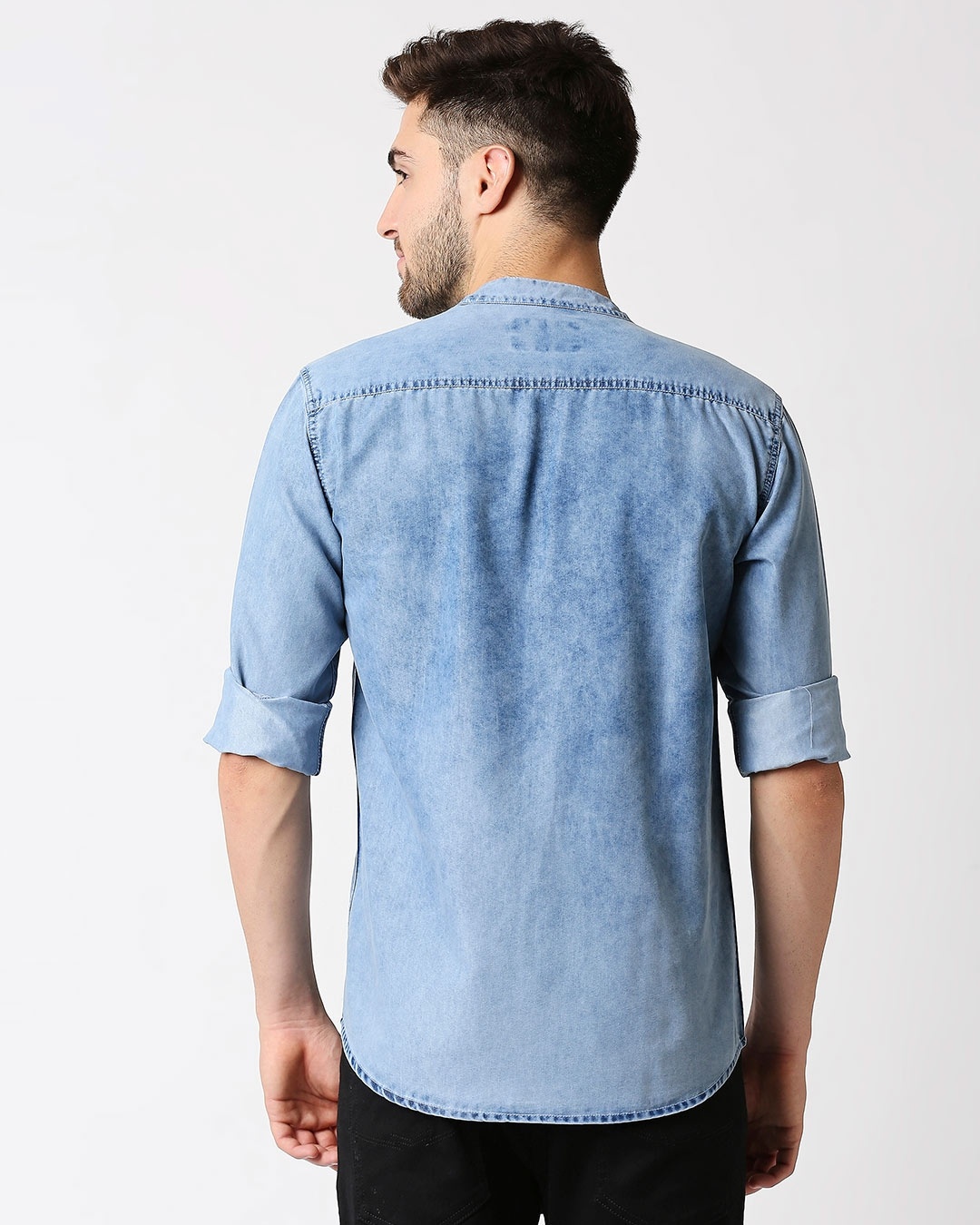 Shop Blue Faded Denim Casual Shirt-Design