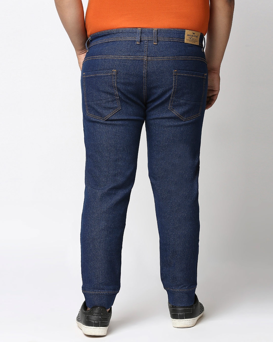 Shop Plus Size Men Blue Jogger Fit Mid Rise Clean Look Joggers Jeans-Design