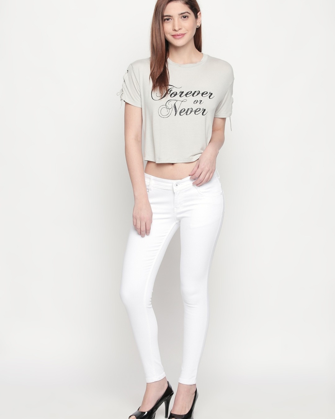 Shop Women's White Skinny Fit Low Rise Jeans-Front