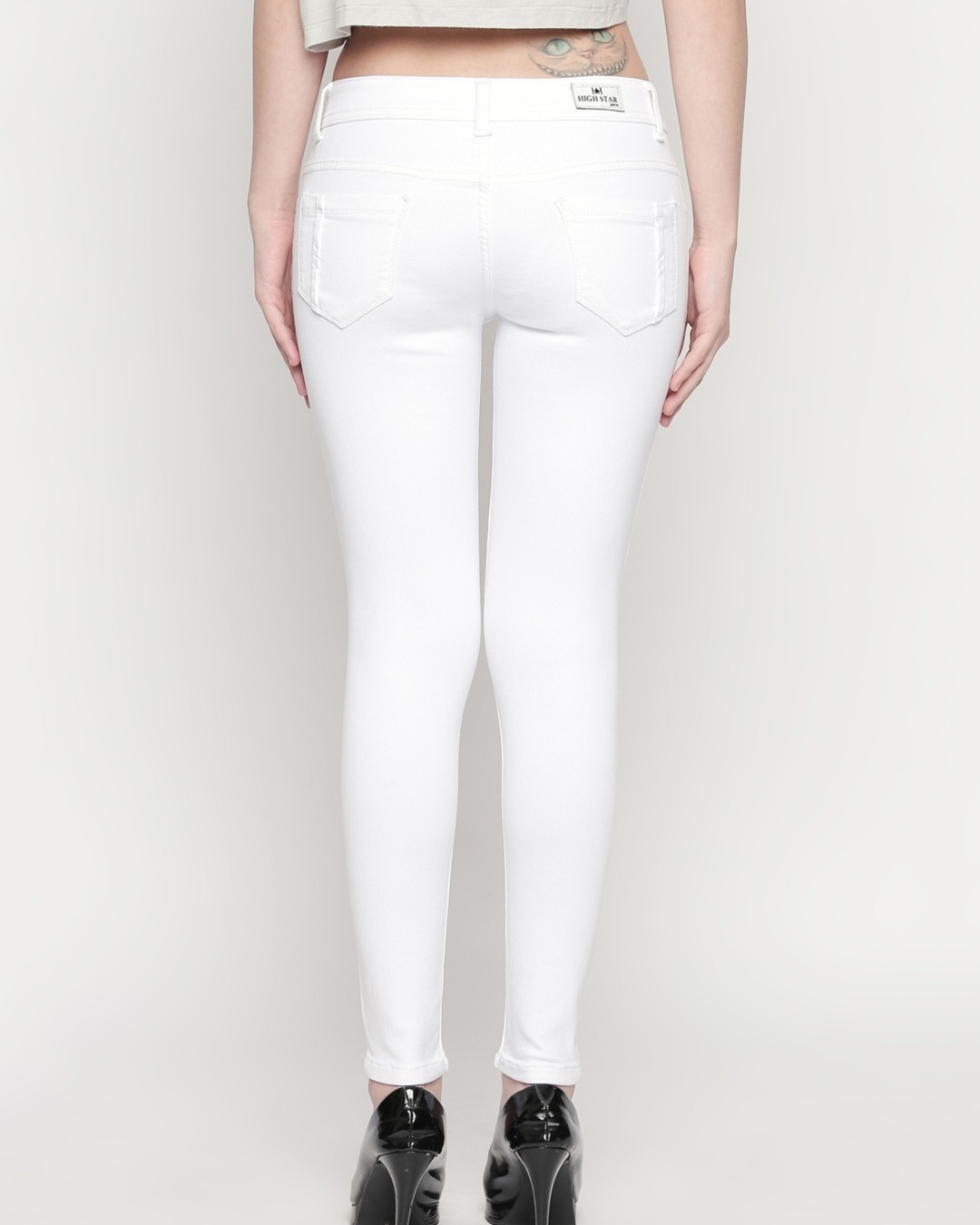 Shop Women's White Skinny Fit Low Rise Jeans-Full