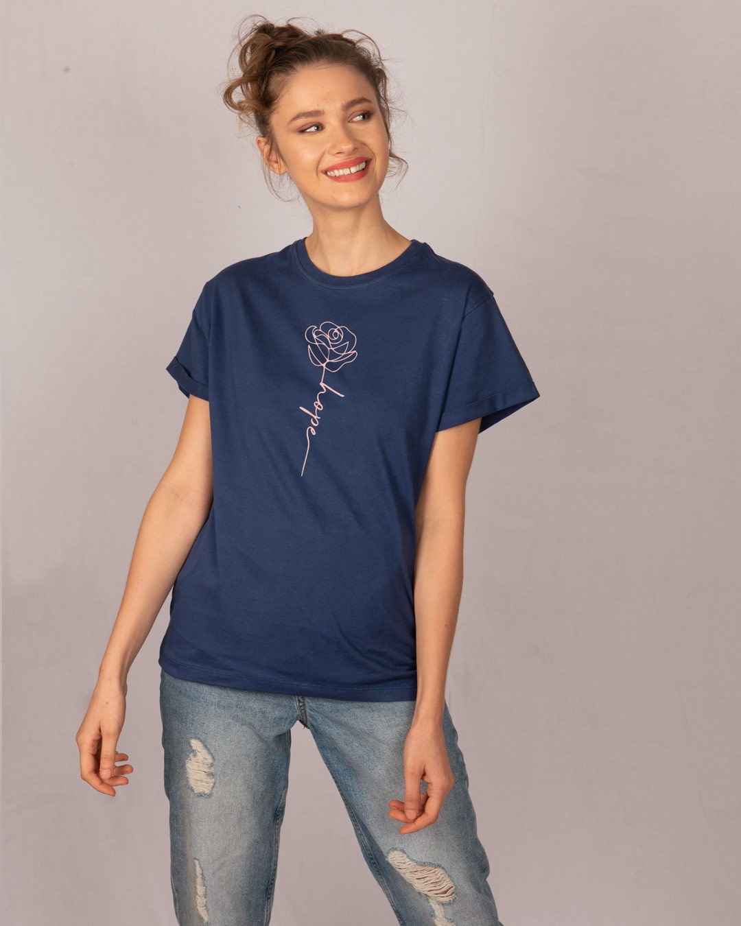 Shop Hope Flower Boyfriend T-Shirt-Design
