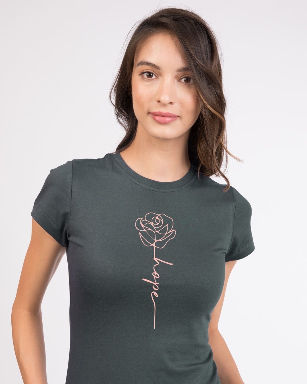 Shop Hope Flower Half Sleeve T-Shirt-Front