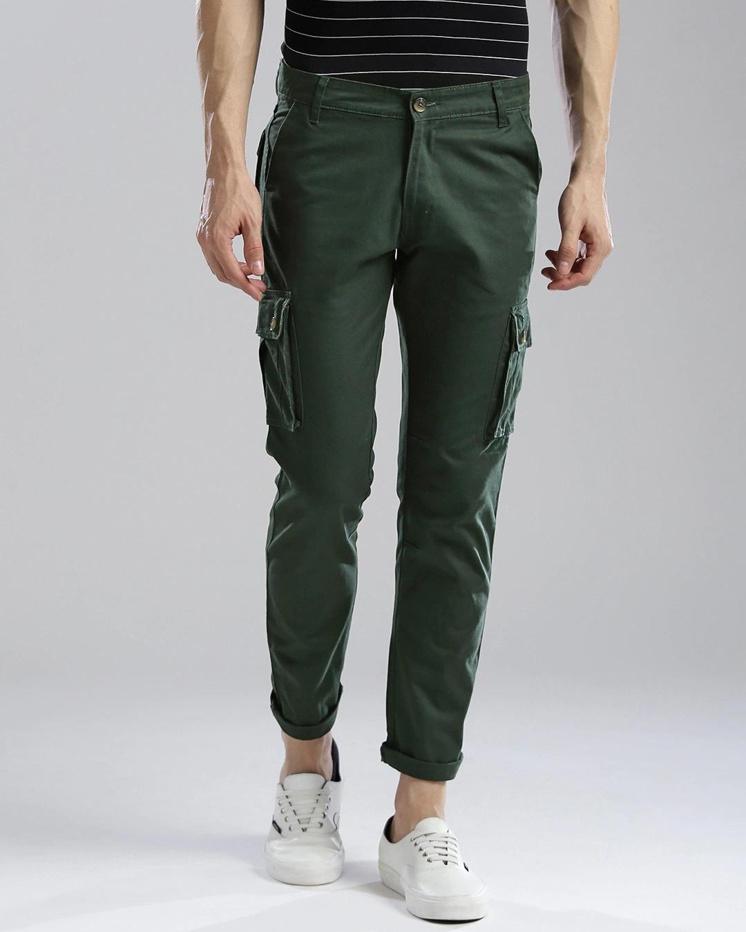 Buy Mens Green Slim Fit Cargo Trousers for Men Green Online at Bewakoof
