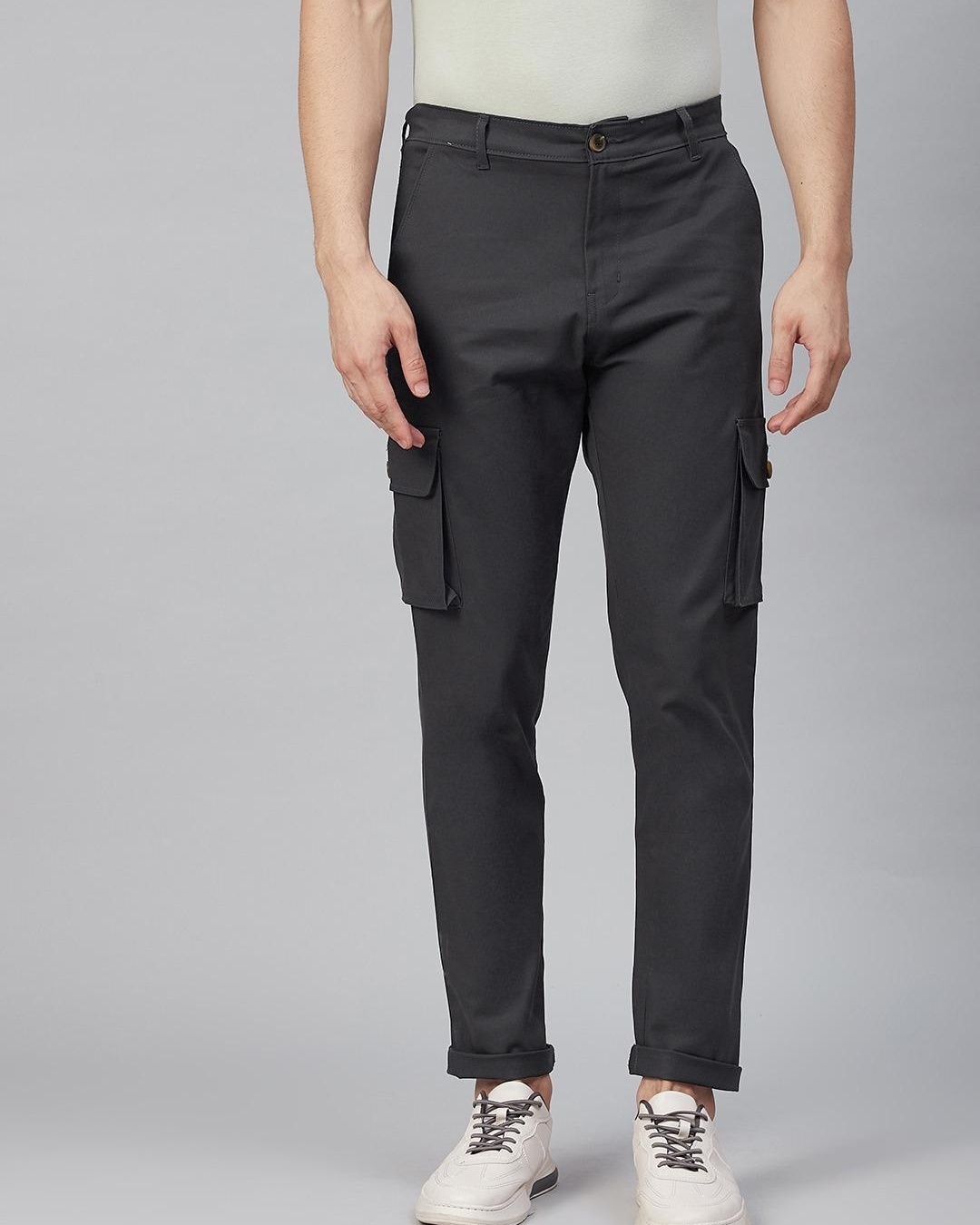 Buy Mens Rust Slim Fit Cargo Trousers for Men Grey Online at Bewakoof