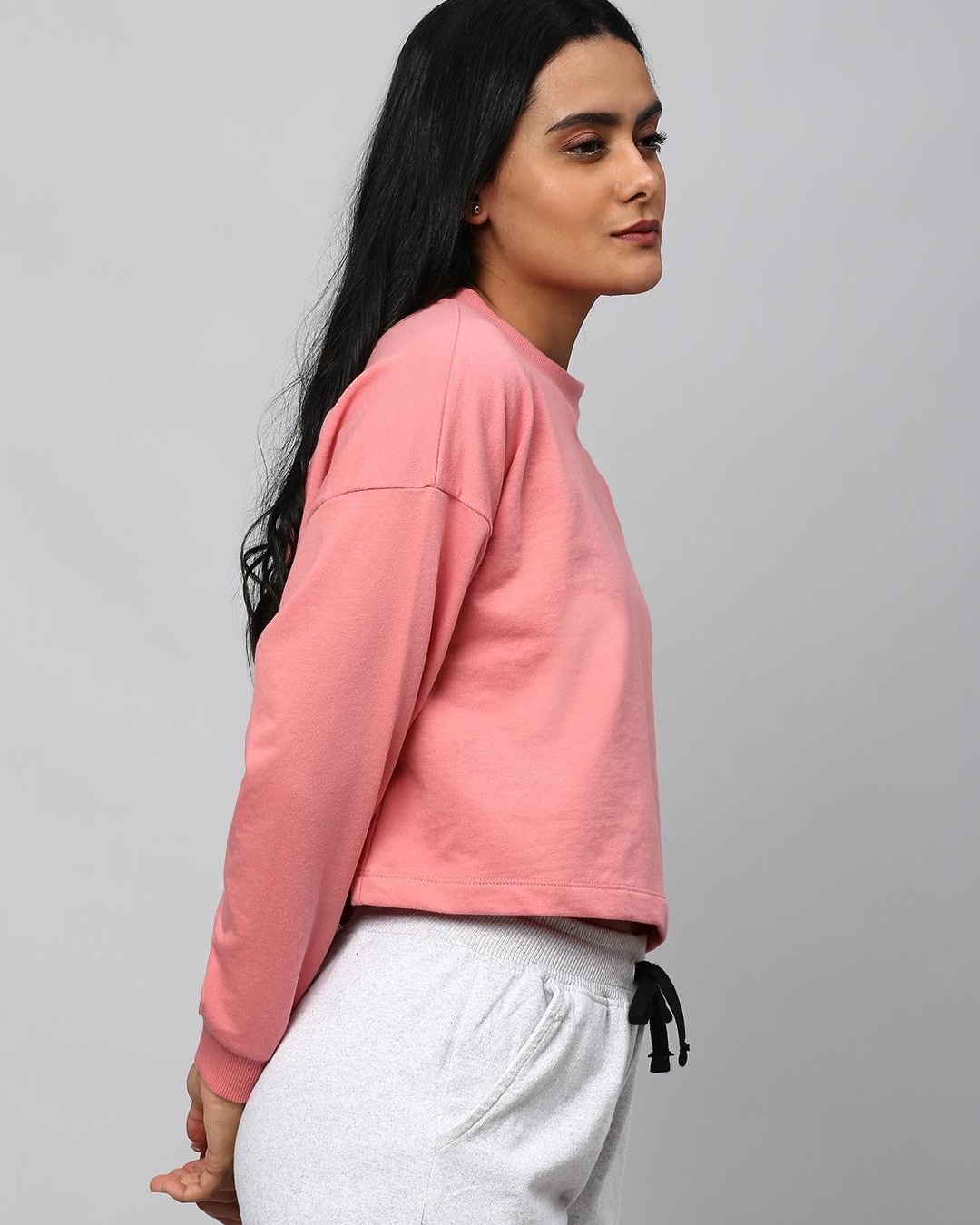 Shop Women's Pink Relaxed Fit Crop Sweatshirt-Design