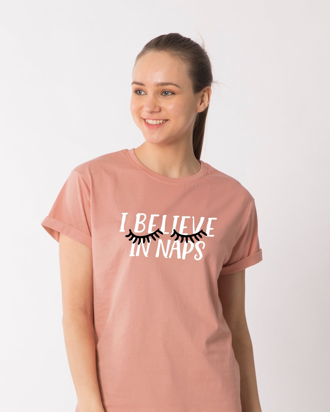 Shop I Believe In Naps Boyfriend T-Shirt-Front