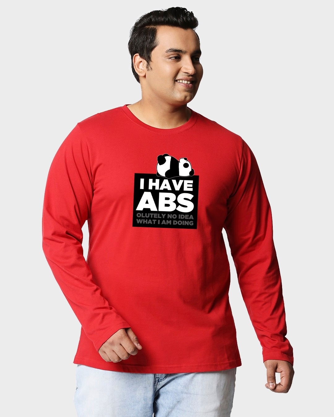 Shop I Have Abs Full Sleeves Plus Size T-Shirt-Front