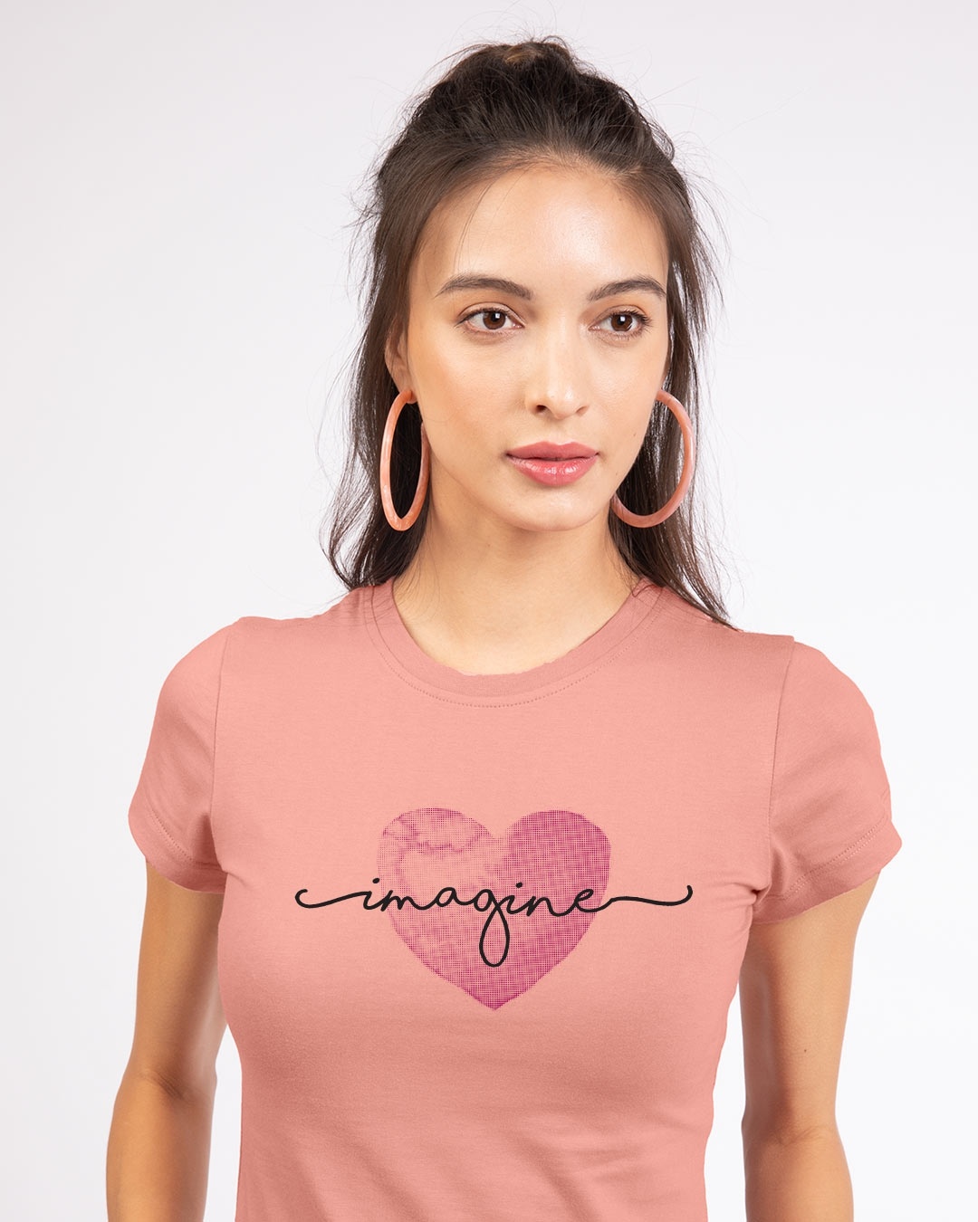 Shop Imagine Heart Half Sleeve T-shirt-Front