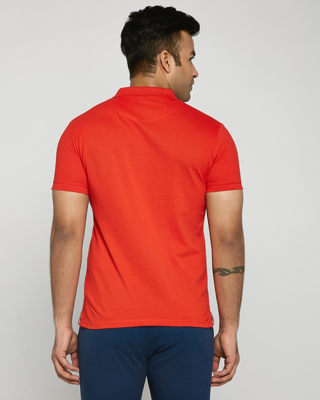 Shop Imperial Red-White Contrast Collar Pique Polo T-Shirt-Design