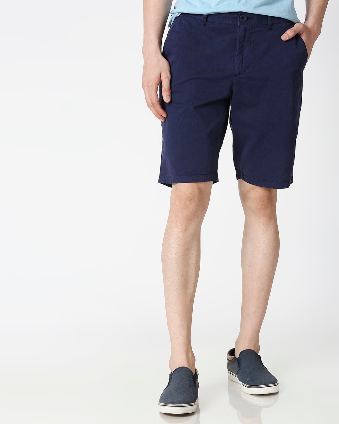 Shop Indigo Chino Shorts-Front